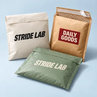 Paper and flexible shipping mailer bags — illustrative brand concept