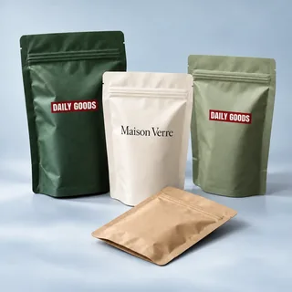Resealable stand-up and flat pouches — illustrative brand concept