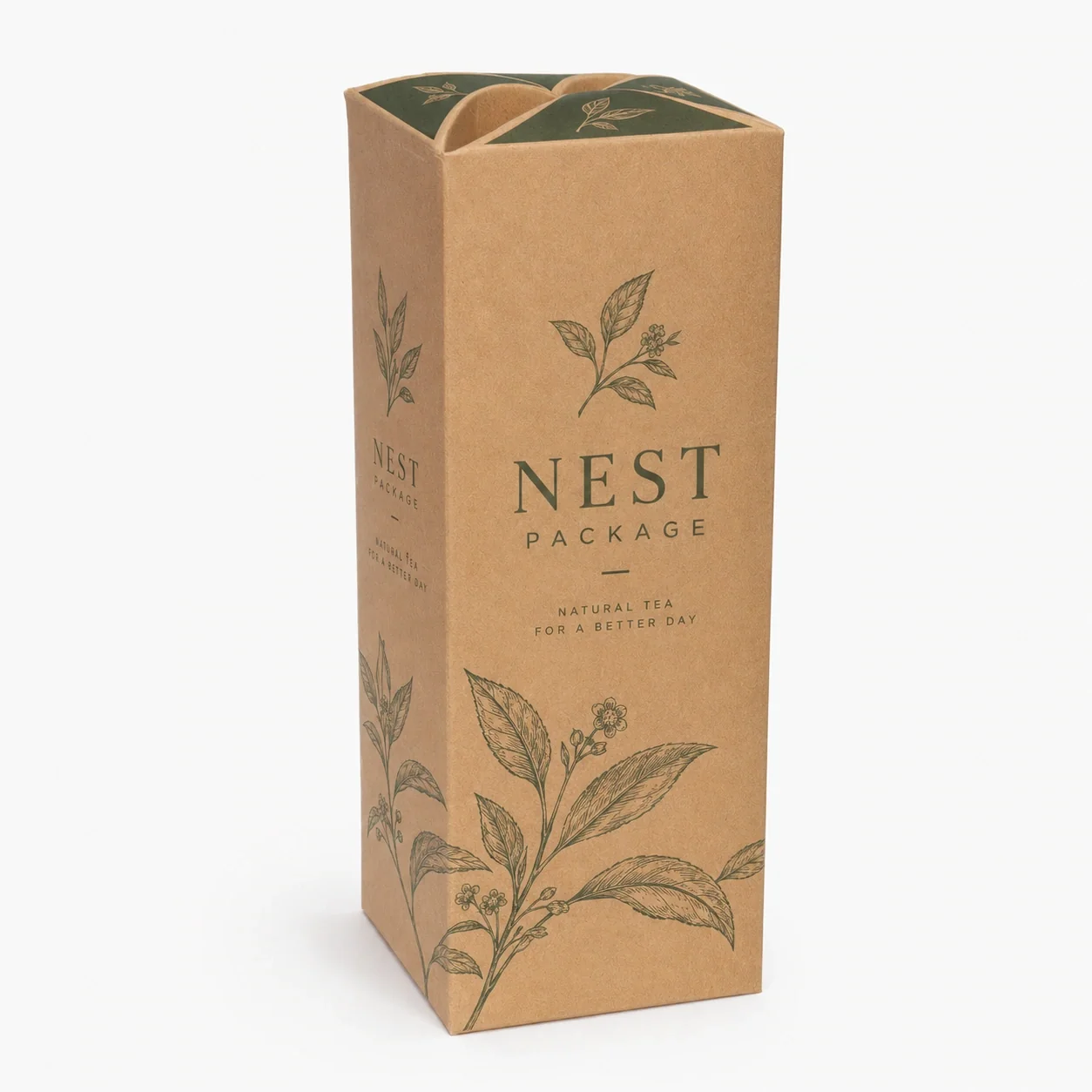 Kraft Tea Boxes with Petal Top
