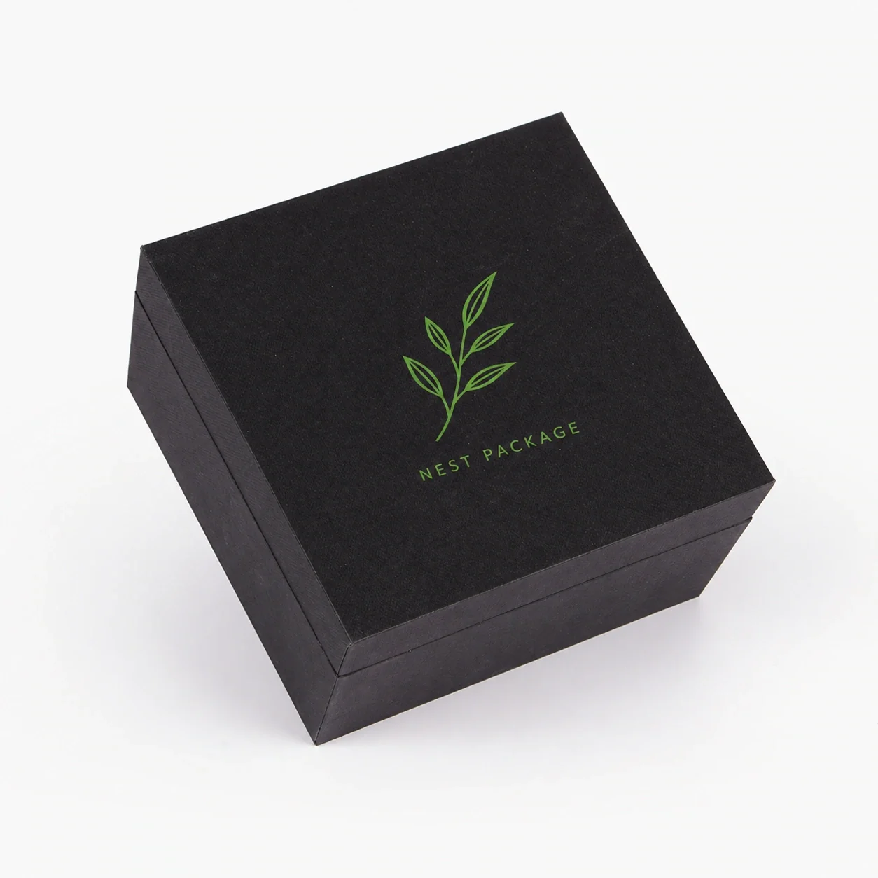 Black Hinged Box with Green Logo