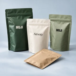 Resealable stand-up and flat pouches — illustrative brand concept