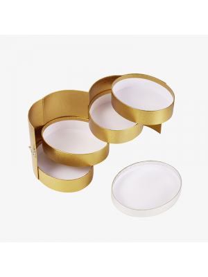 Gold Textured Oval Staircase Box with Metal Lock