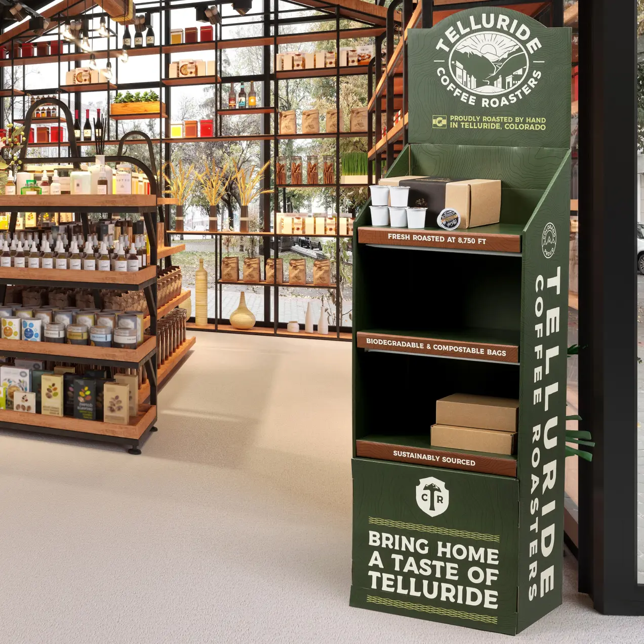 custom printed and size floor display packaging solutions