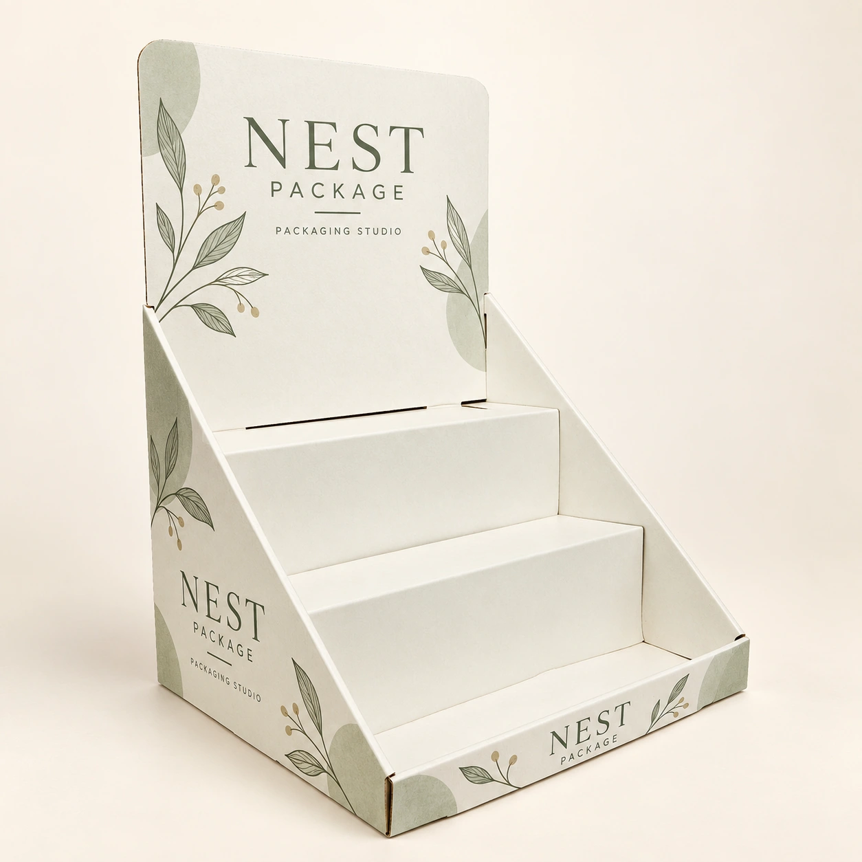 White Three-Tier Display for Phone Accessories