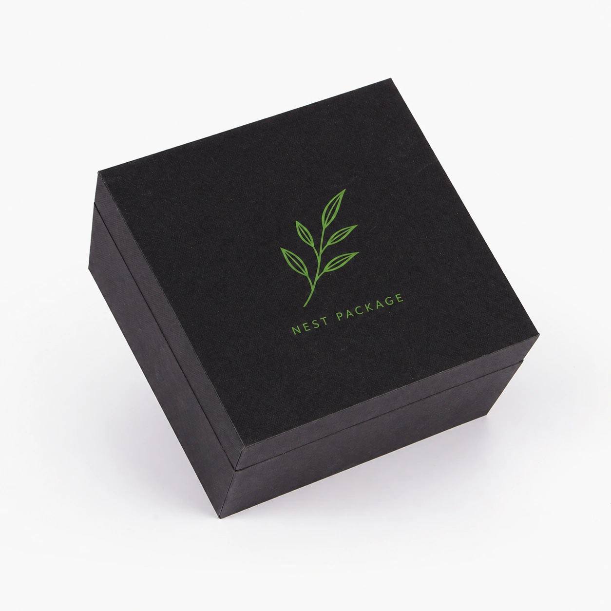 Black Hinged Box with Green Logo
